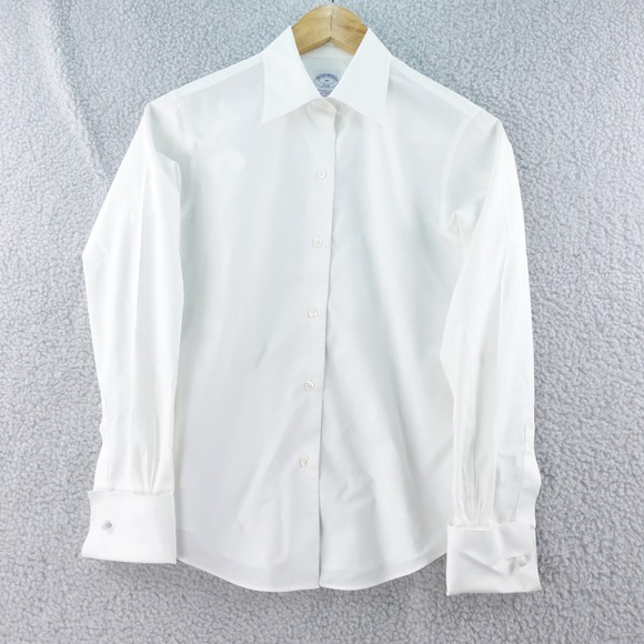 Brooks Brothers Womens 2P White Non Iron Petite Semi Fitted Button Down Shirt - Picture 1 of 6